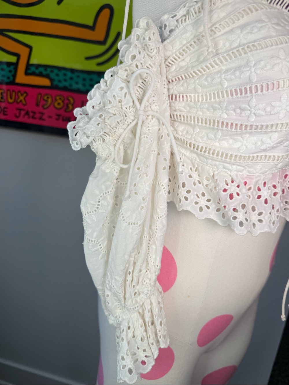 For Love & Lemons Anabelle Eyelet Crop Top Medium - Picture 8 of 16